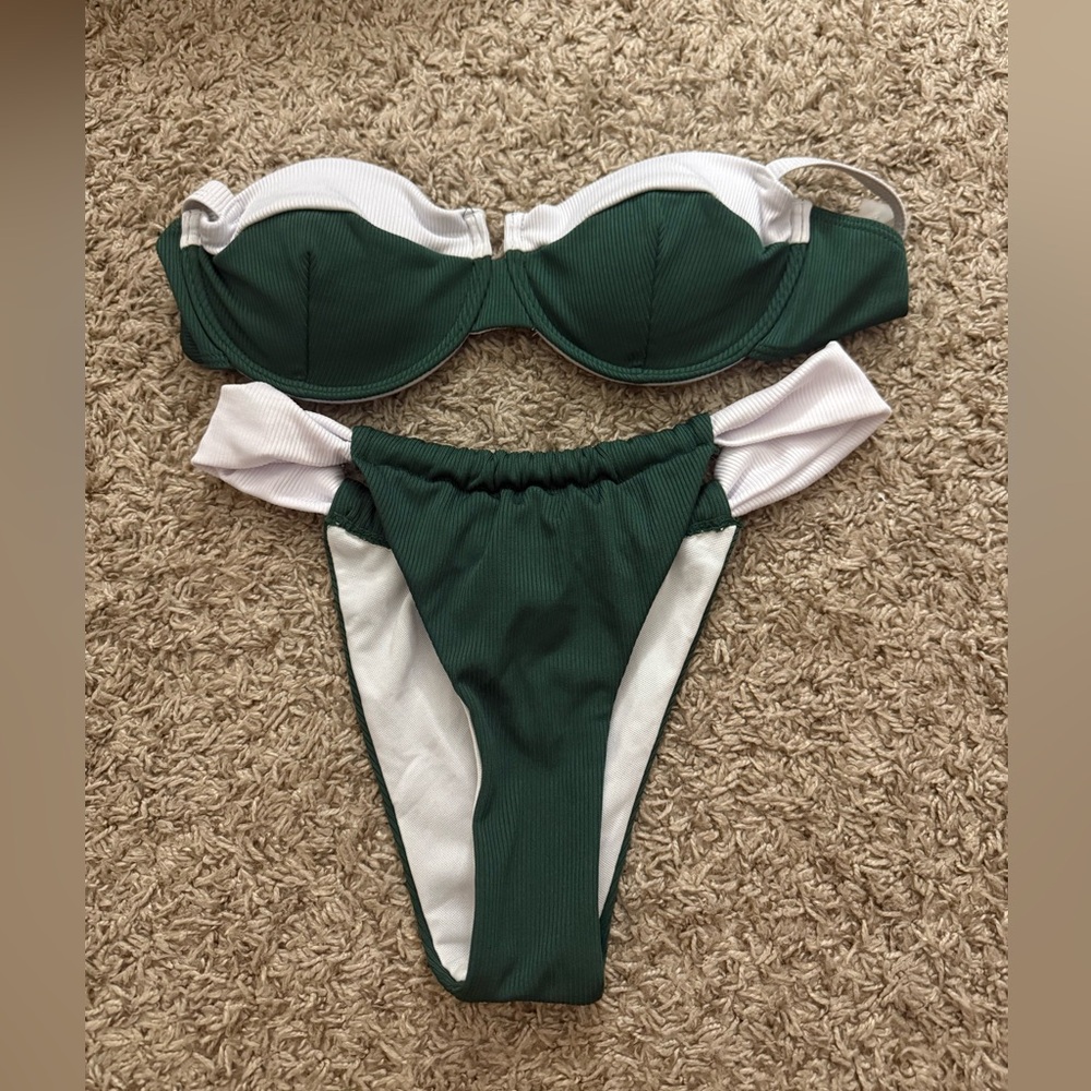 Green and White Women's Bikini Set